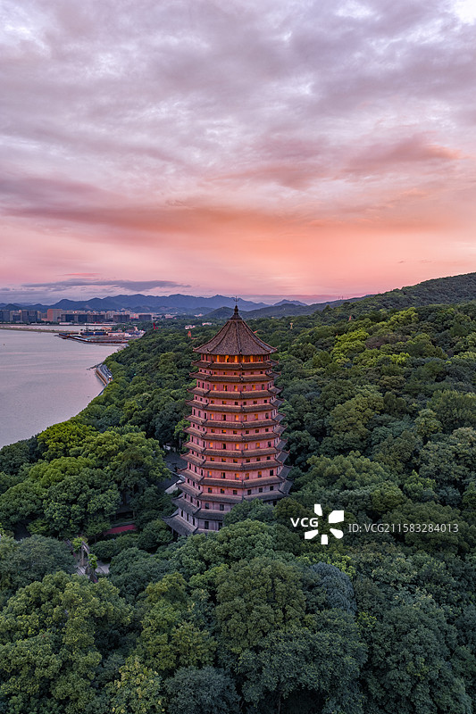 杭州六和塔朝霞图片素材