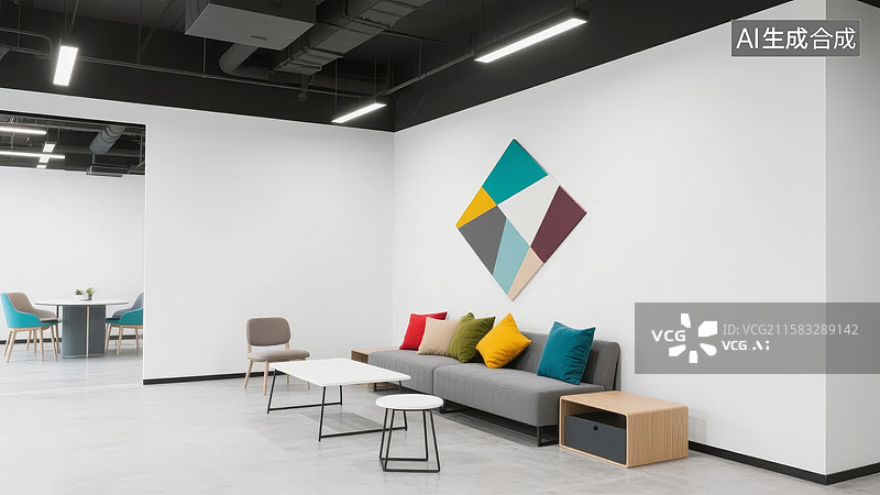 【AI数字艺术】现代简约办公室休息区图片素材