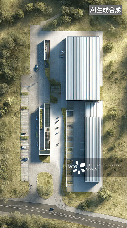 【AI数字艺术】工业建筑俯视图图片素材