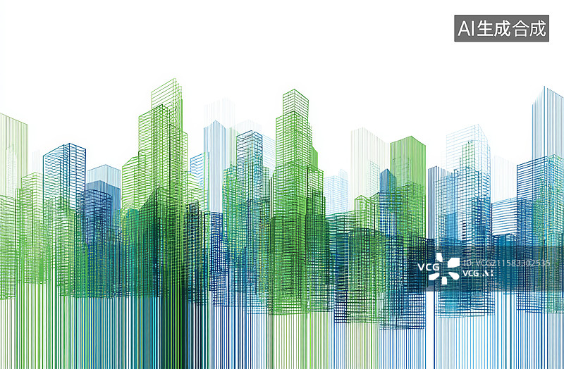 【AI数字艺术】城市剪影艺术抽象图图片素材