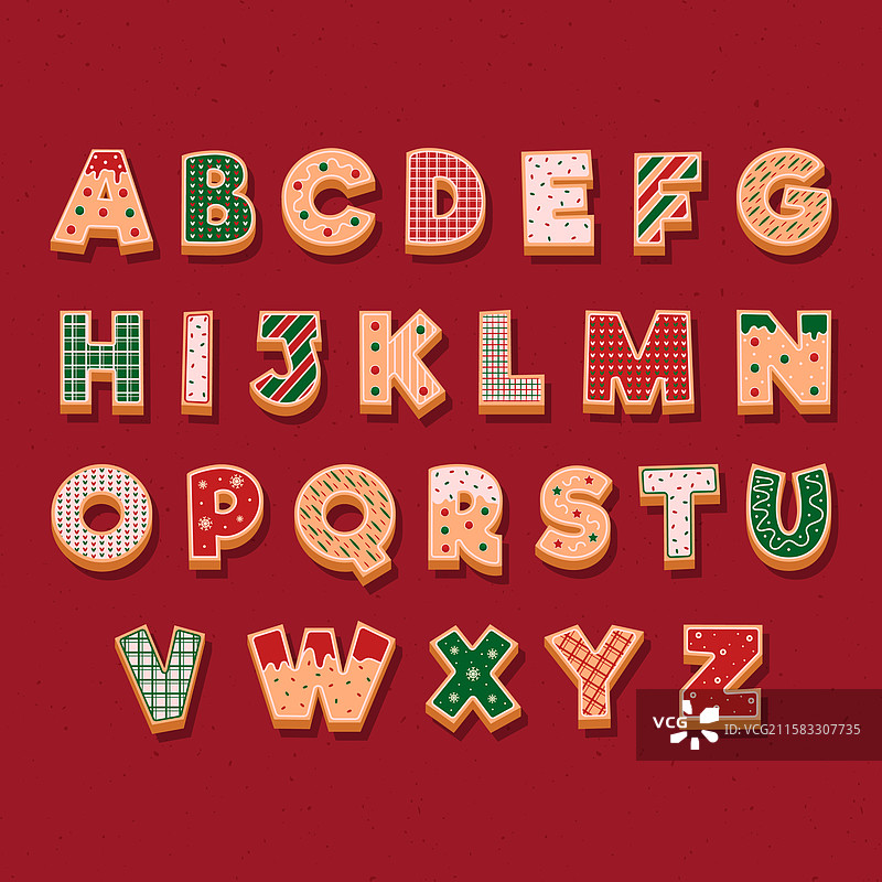 姜饼圣诞设计字母表图片素材