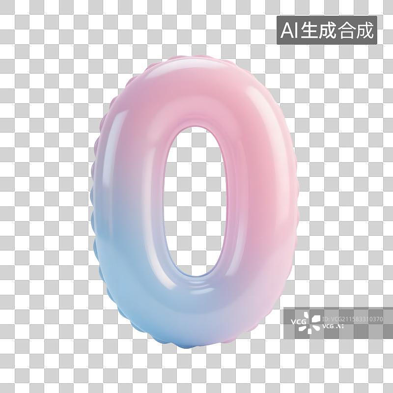 【AI数字艺术】3D充气气球风格数字0图片素材