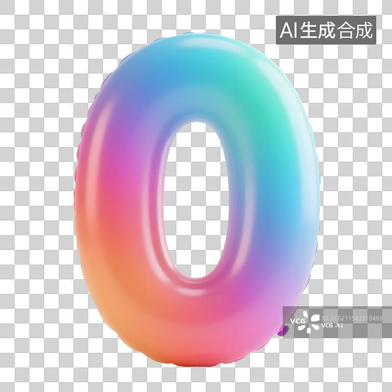 【AI数字艺术】3D充气气球风格数字0图片素材
