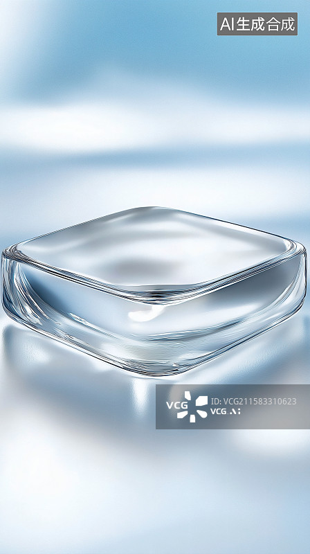 【AI数字艺术】3d立体干净玻璃产品展台商务背景图片素材