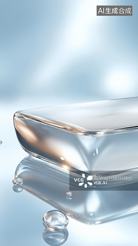 【AI数字艺术】3d立体干净玻璃产品展台商务背景图片素材
