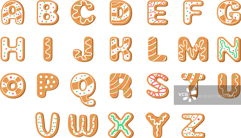 姜饼圣诞字母套装图片素材