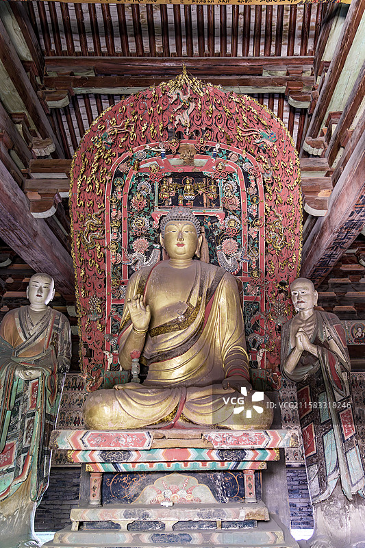 山西省晋中市平遥镇国寺，彩塑，万佛殿图片素材