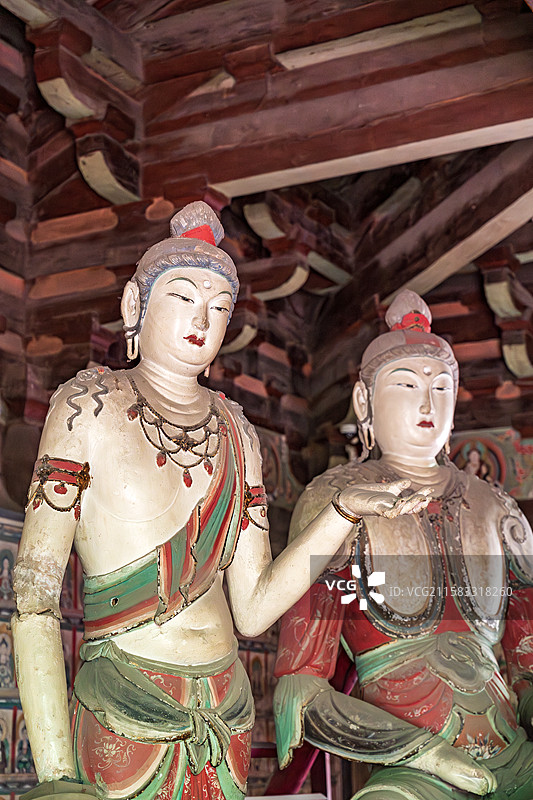 山西省晋中市平遥镇国寺，彩塑，万佛殿图片素材