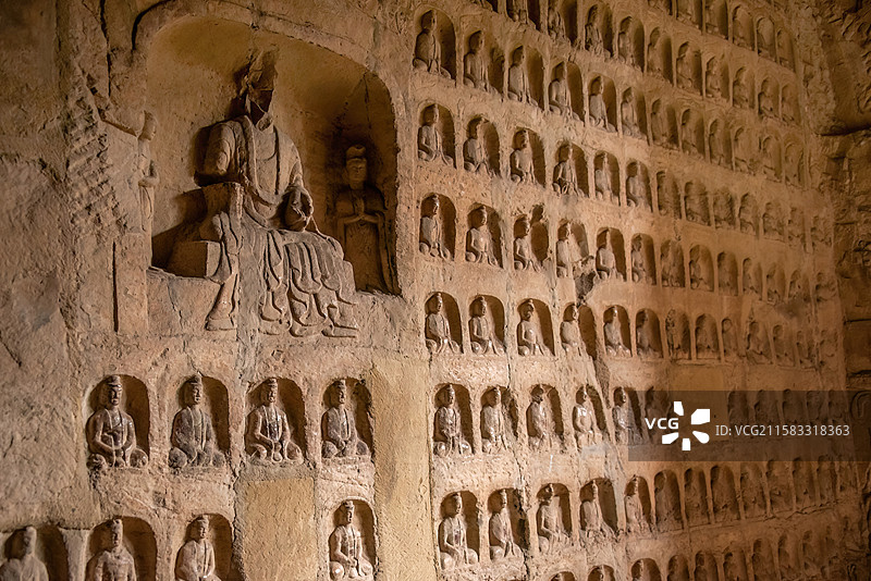 河南省郑州市巩义市河洛镇石窟寺造像景观图片素材