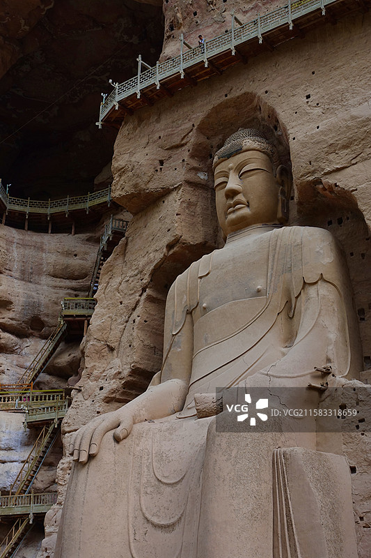 甘肃省临夏回族自治州永靖县  炳灵寺世界文化遗产旅游区 炳灵寺大佛图片素材