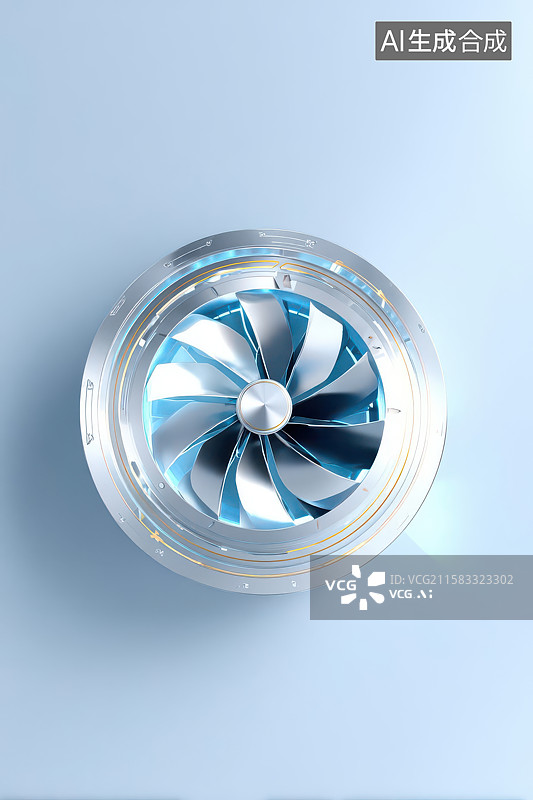 【AI数字艺术】银色喷气发动机工业特写图图片素材