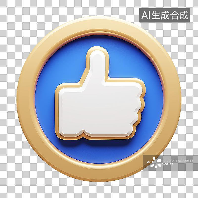 【AI数字艺术】3D风格流媒体按钮之赞元素图片素材