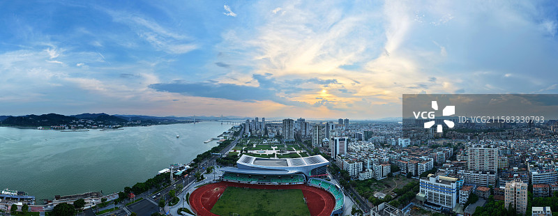 广东汕头城市夕照图片素材