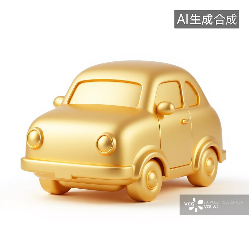【AI数字艺术】立体金色小汽车元素图片素材