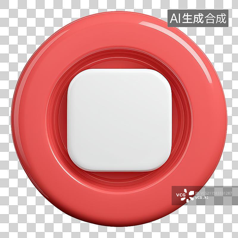 【AI数字艺术】3D风格流媒体按钮之停止元素图片素材