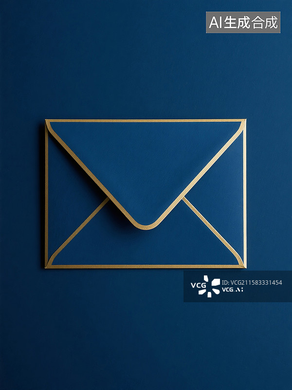 【AI数字艺术】蓝色的精致信封图片素材