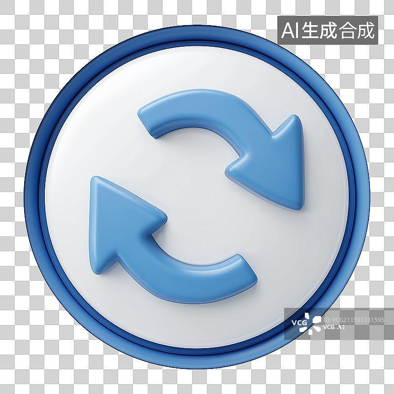 【AI数字艺术】3D风格流媒体按钮之刷新元素图片素材