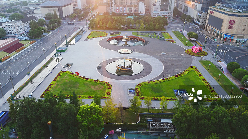 成都天府广场城市地标建筑太阳神鸟四川科技城航拍图片素材