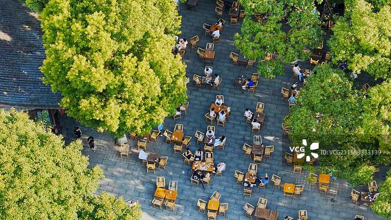 四川成都喝茶茶铺盖碗茶休闲安逸生活图片素材