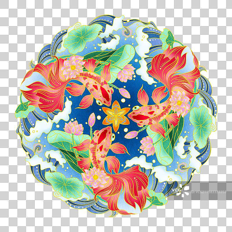 中式纹样鱼纹图片素材