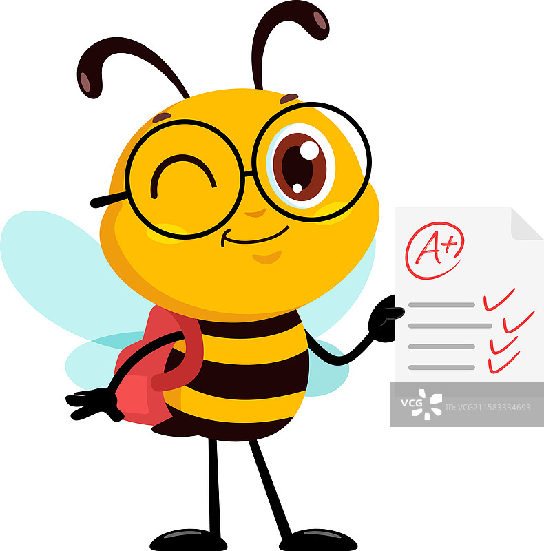 可爱的学校蜜蜂卡通角色轮廓图图片素材