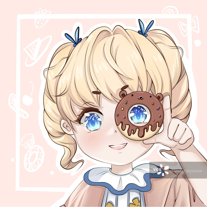 甜甜圈女孩插画图片素材