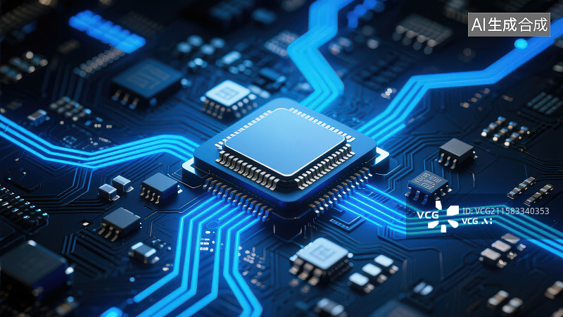 【AI数字艺术】科技电路艺术风格人工智能芯片超导处理器概念图片素材