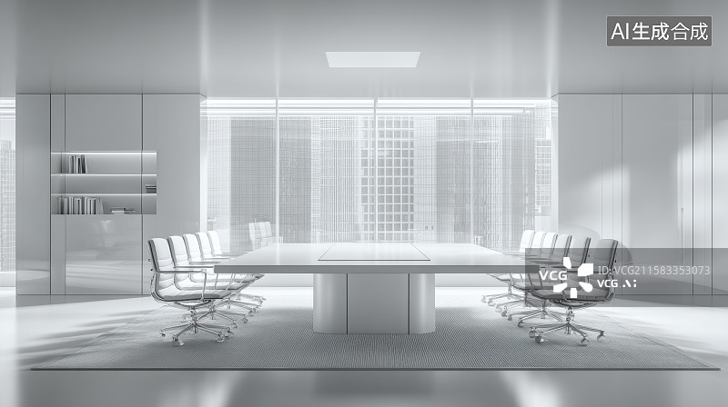 【AI数字艺术】现代简约会议室内部图片素材