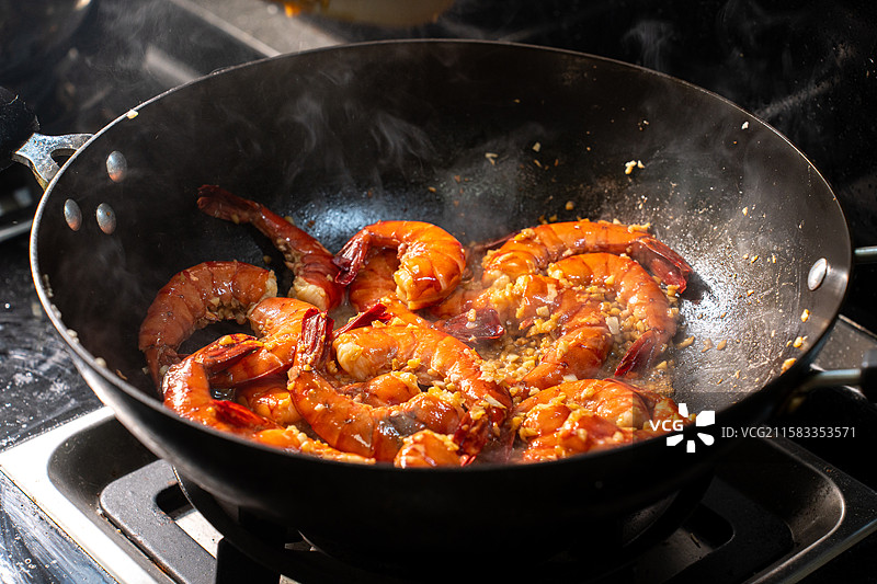 蒜炒大虾图片素材