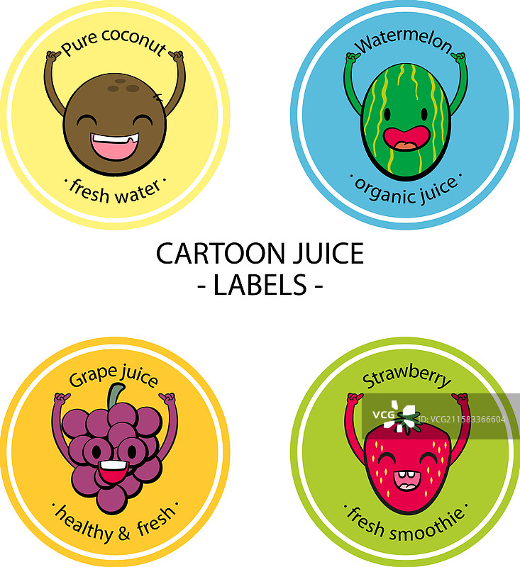 手绘可爱的水果角色标签图片素材