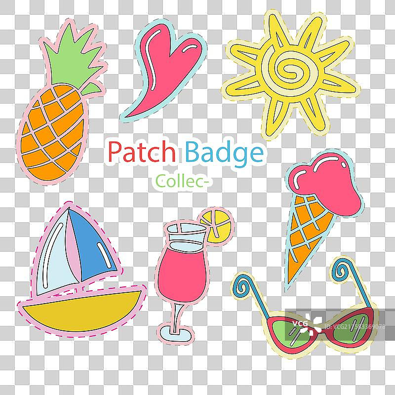 手绘夏季补丁徽章图片素材