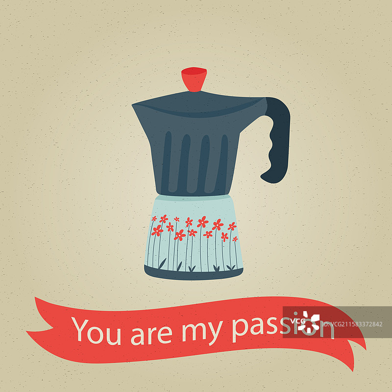 意大利咖啡壶与爱的留言图片素材