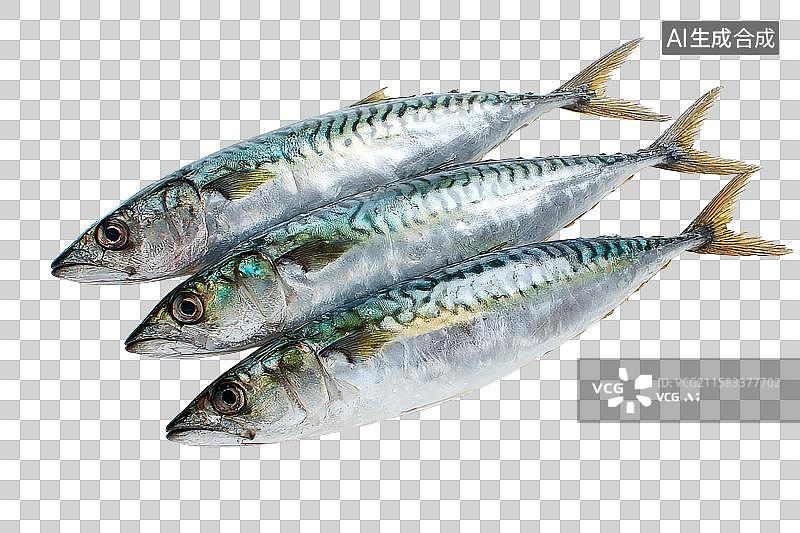 【AI数字艺术】新鲜太平洋鲭鱼，绿蓝色鱼鳞特写图片素材