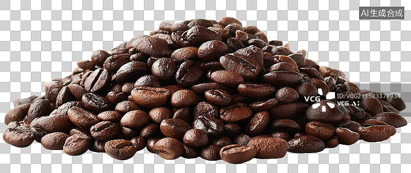 【AI数字艺术】一堆深棕色的烘焙咖啡豆图片素材