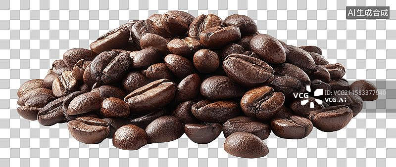 【AI数字艺术】一堆深棕色的烘焙咖啡豆图片素材