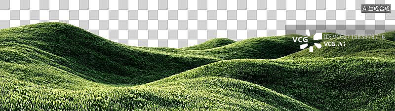 【AI数字艺术】清晨柔和阳光下的起伏绿色丘陵图片素材