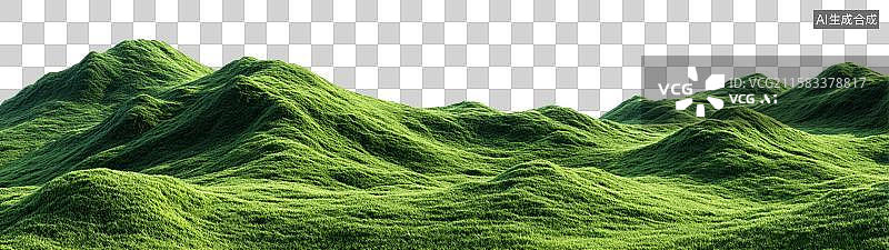 【AI数字艺术】清晨柔和阳光下的起伏绿色丘陵图片素材