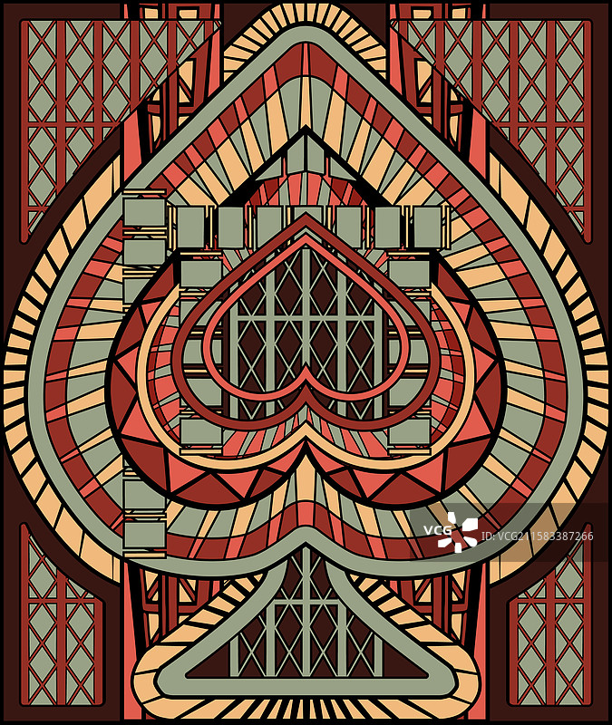 赌场黑桃扑克卡片艺术装饰风格图片素材