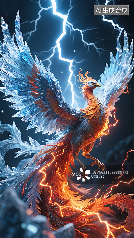 【AI数字艺术】涅槃重生的凤凰特效图片素材