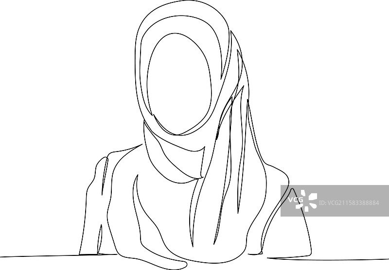 身穿传统服饰的阿拉伯女性，戴着头巾和黑色罩袍图片素材