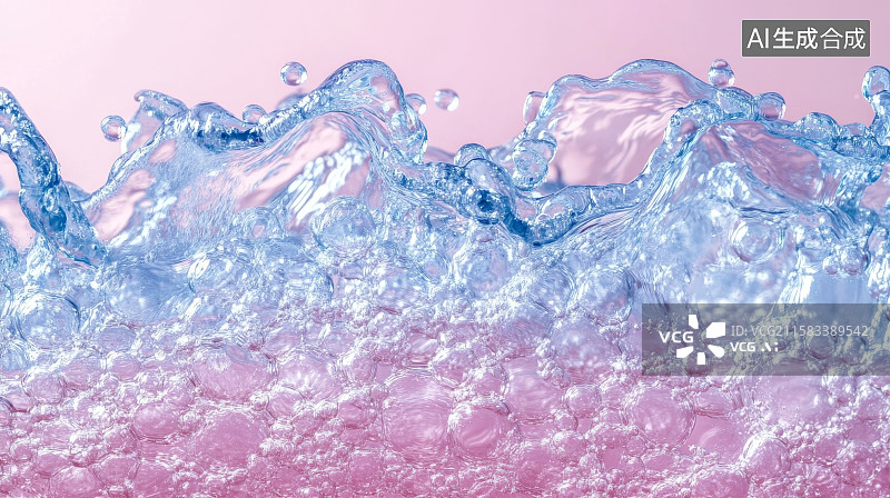 【AI数字艺术】蓝色水波在粉色背景上的动态效果图片素材