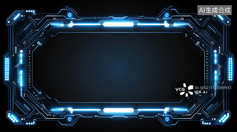 【AI数字艺术】蓝色科技边框设计图片素材
