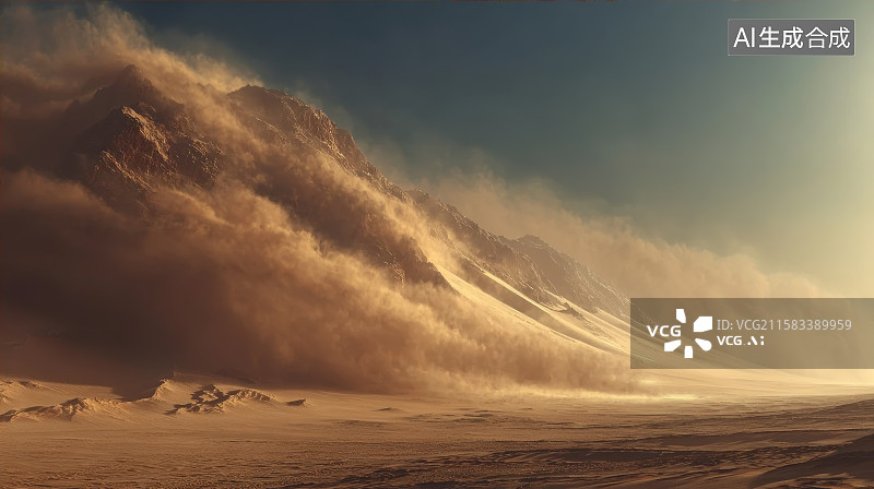 【AI数字艺术】沙漠沙尘暴图片素材