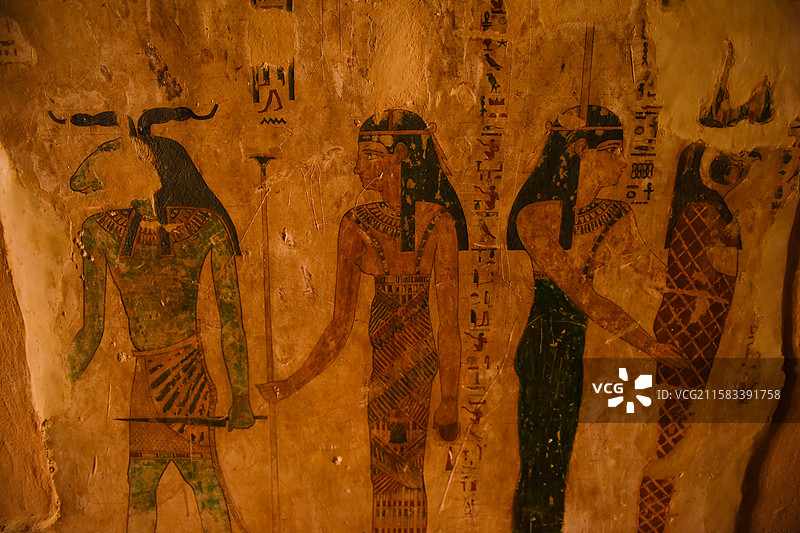 锡瓦绿洲亡灵山洞窟古埃及壁画图片素材