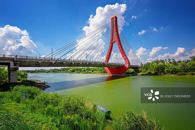 涡河风光及三桥四桥+安徽亳州涡阳图片素材