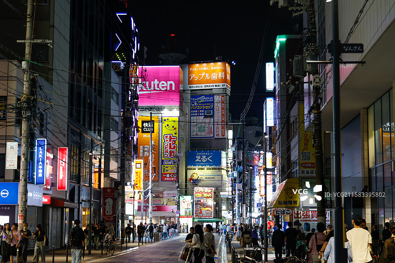 日本大阪地标景区心斋桥道顿崛夜景图片素材
