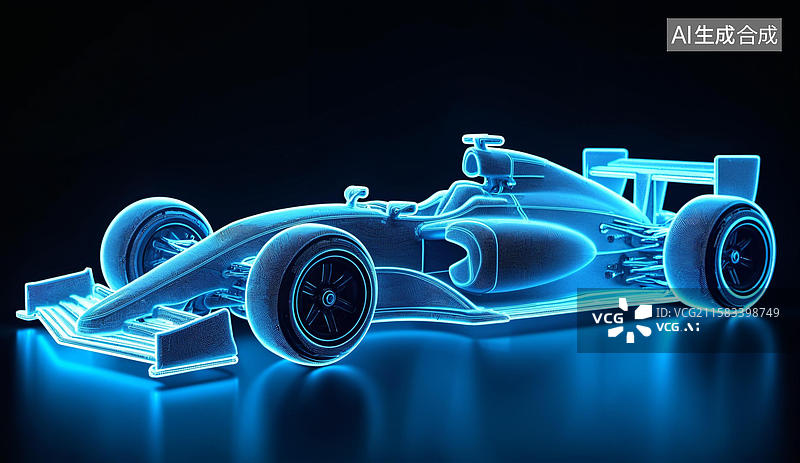 【AI数字艺术】蓝色光影中的未来赛车图片素材