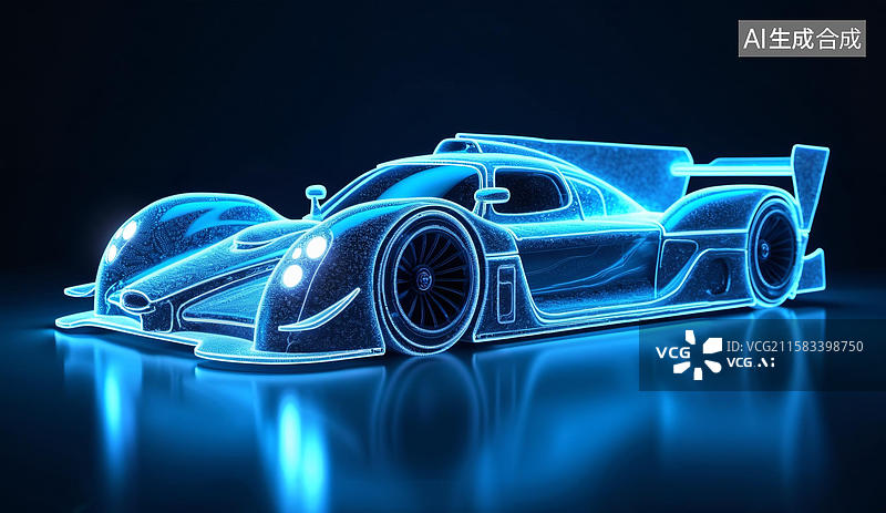 【AI数字艺术】未来感蓝色赛车图片素材
