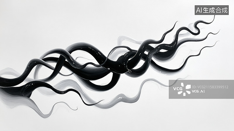 【AI数字艺术】黑白有机形态抽象艺术图片素材