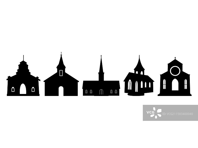 各种教堂的剪影合集图片素材